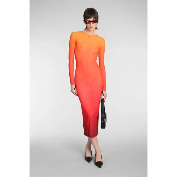 Courreges 2nd Skin Dress In Gradient Sunset in Orange XSmall New Womens Bodycon - Picture 10 of 16